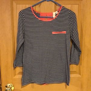 Navy and Pink Striped Blouse